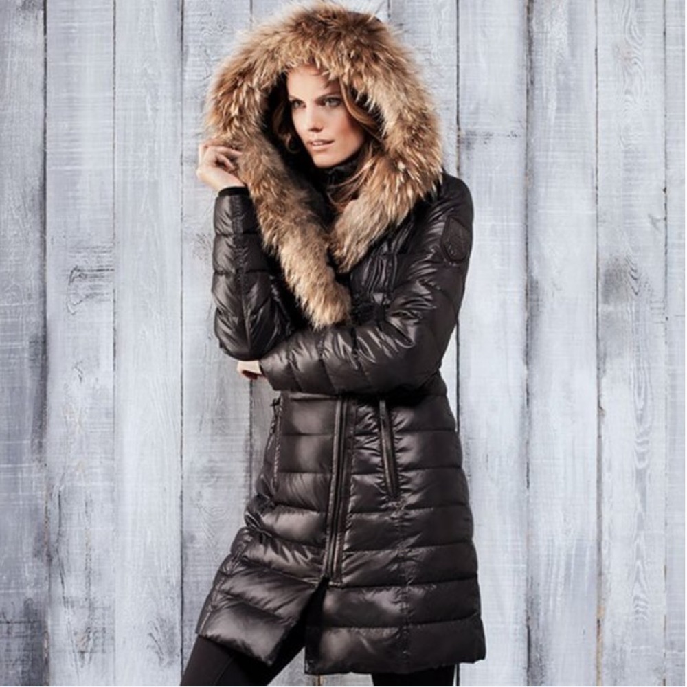 Rudsak SIA Leather jacket with Fur lined hood